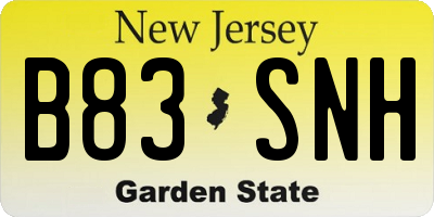 NJ license plate B83SNH
