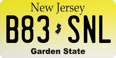 NJ license plate B83SNL