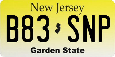NJ license plate B83SNP