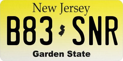 NJ license plate B83SNR