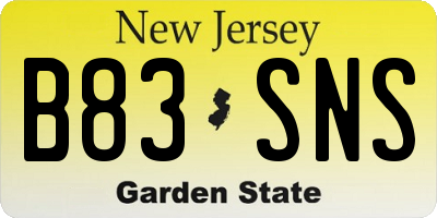 NJ license plate B83SNS