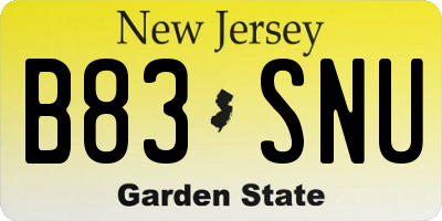 NJ license plate B83SNU