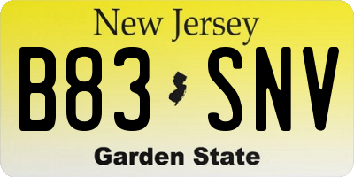 NJ license plate B83SNV