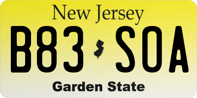 NJ license plate B83SOA