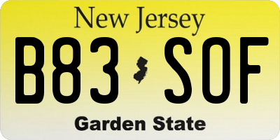 NJ license plate B83SOF