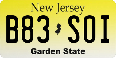 NJ license plate B83SOI