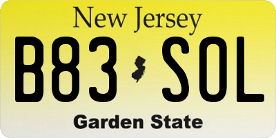 NJ license plate B83SOL