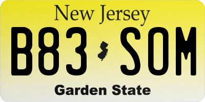 NJ license plate B83SOM