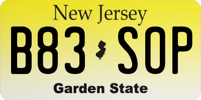 NJ license plate B83SOP