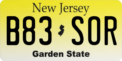 NJ license plate B83SOR
