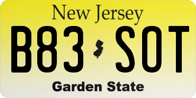 NJ license plate B83SOT