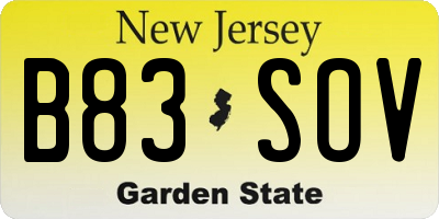 NJ license plate B83SOV