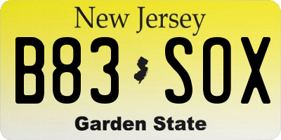 NJ license plate B83SOX