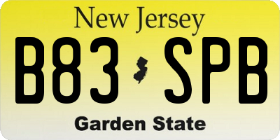 NJ license plate B83SPB