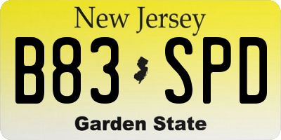 NJ license plate B83SPD