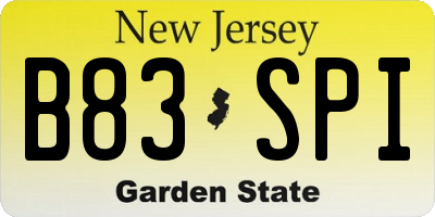 NJ license plate B83SPI