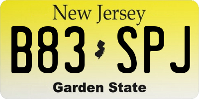 NJ license plate B83SPJ