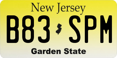 NJ license plate B83SPM