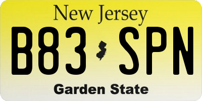 NJ license plate B83SPN