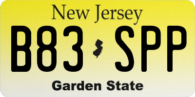 NJ license plate B83SPP