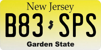 NJ license plate B83SPS