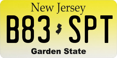 NJ license plate B83SPT