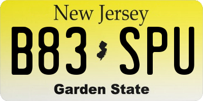 NJ license plate B83SPU