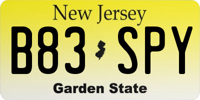 NJ license plate B83SPY