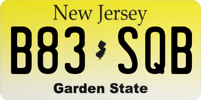 NJ license plate B83SQB