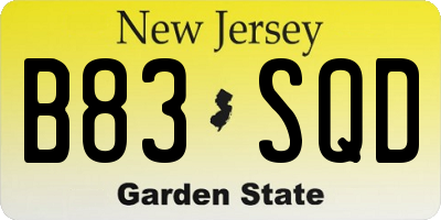 NJ license plate B83SQD