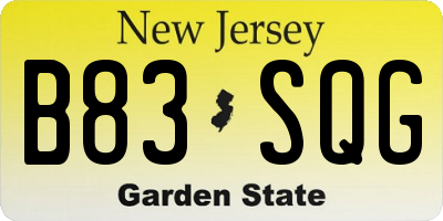 NJ license plate B83SQG