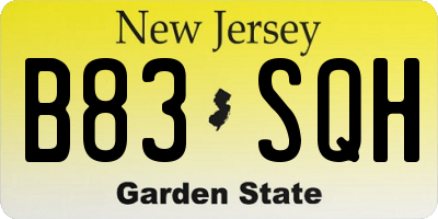 NJ license plate B83SQH