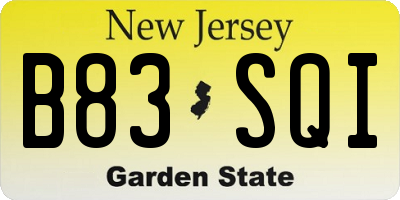 NJ license plate B83SQI