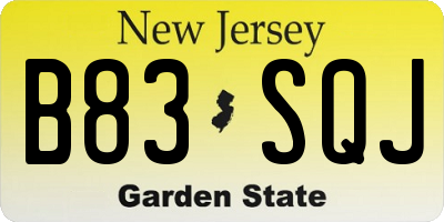 NJ license plate B83SQJ