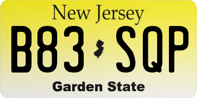 NJ license plate B83SQP