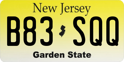 NJ license plate B83SQQ