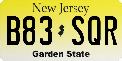 NJ license plate B83SQR