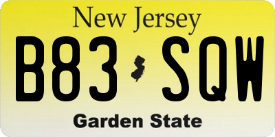 NJ license plate B83SQW