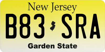 NJ license plate B83SRA