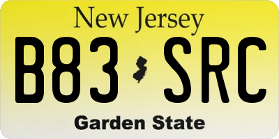 NJ license plate B83SRC