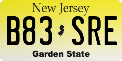 NJ license plate B83SRE