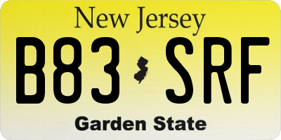 NJ license plate B83SRF