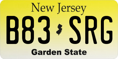 NJ license plate B83SRG