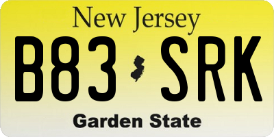 NJ license plate B83SRK