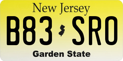NJ license plate B83SRO