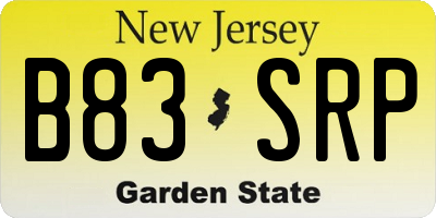 NJ license plate B83SRP