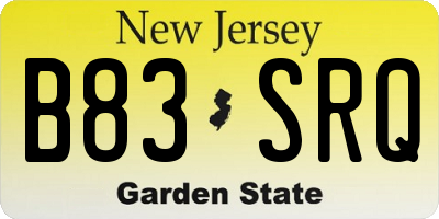 NJ license plate B83SRQ