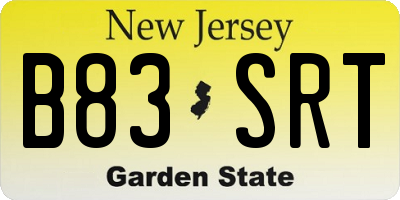 NJ license plate B83SRT
