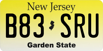 NJ license plate B83SRU