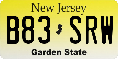 NJ license plate B83SRW